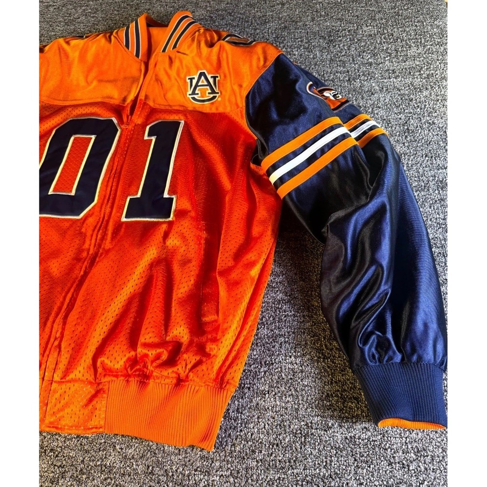 Vintage Auburn Tigers NCAA Football Jacket Mens Orange Navy Full Zip Winter #01 - Picture 4 of 15
